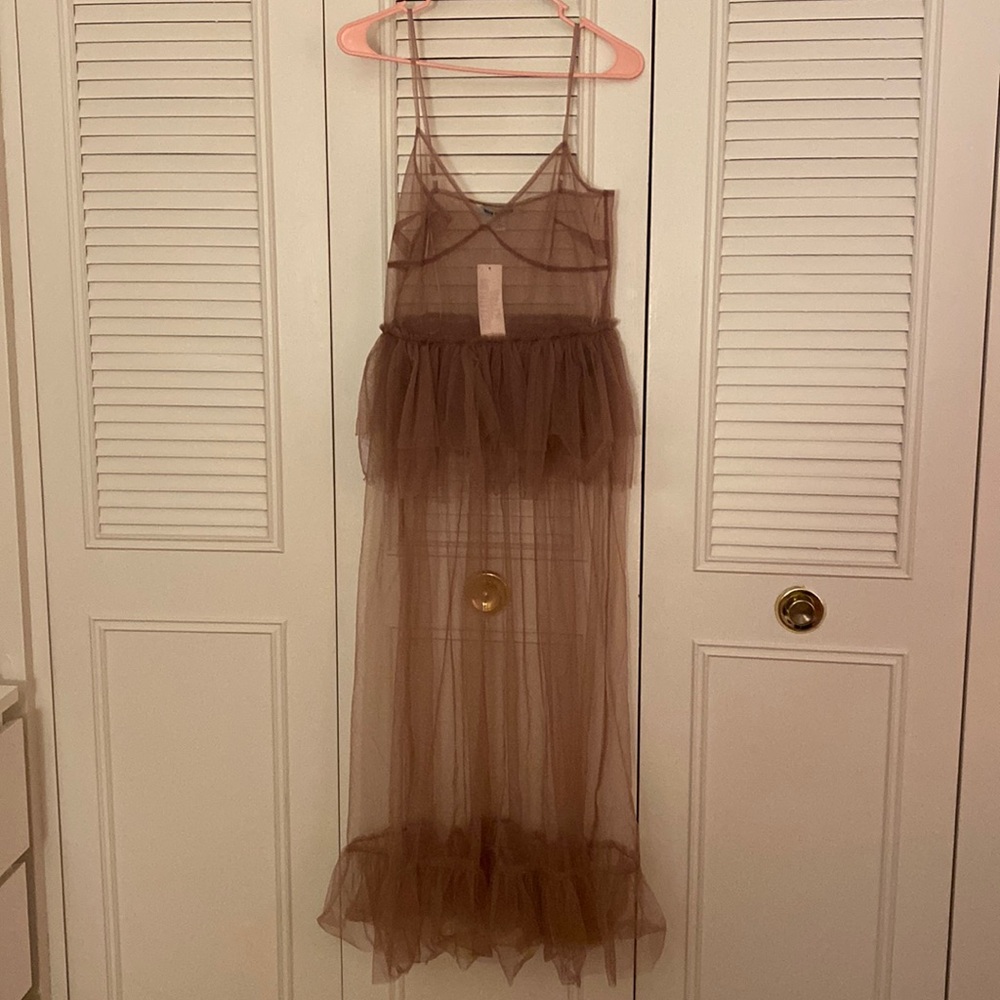 NEW sheer gown with ruffles from urban outfitters!